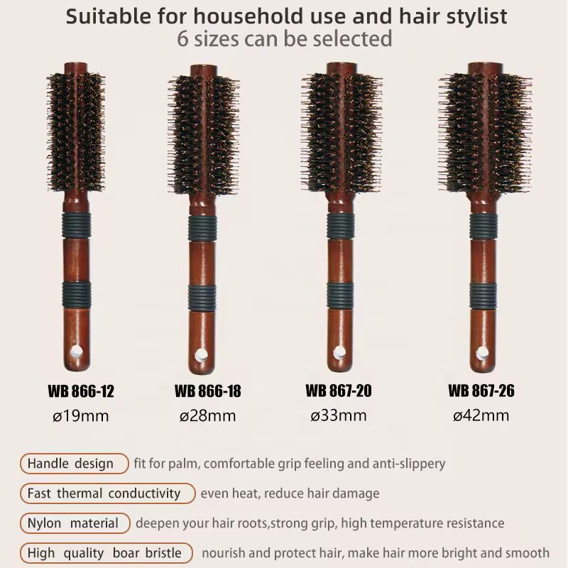 Set of four hairbrushes with different sizes